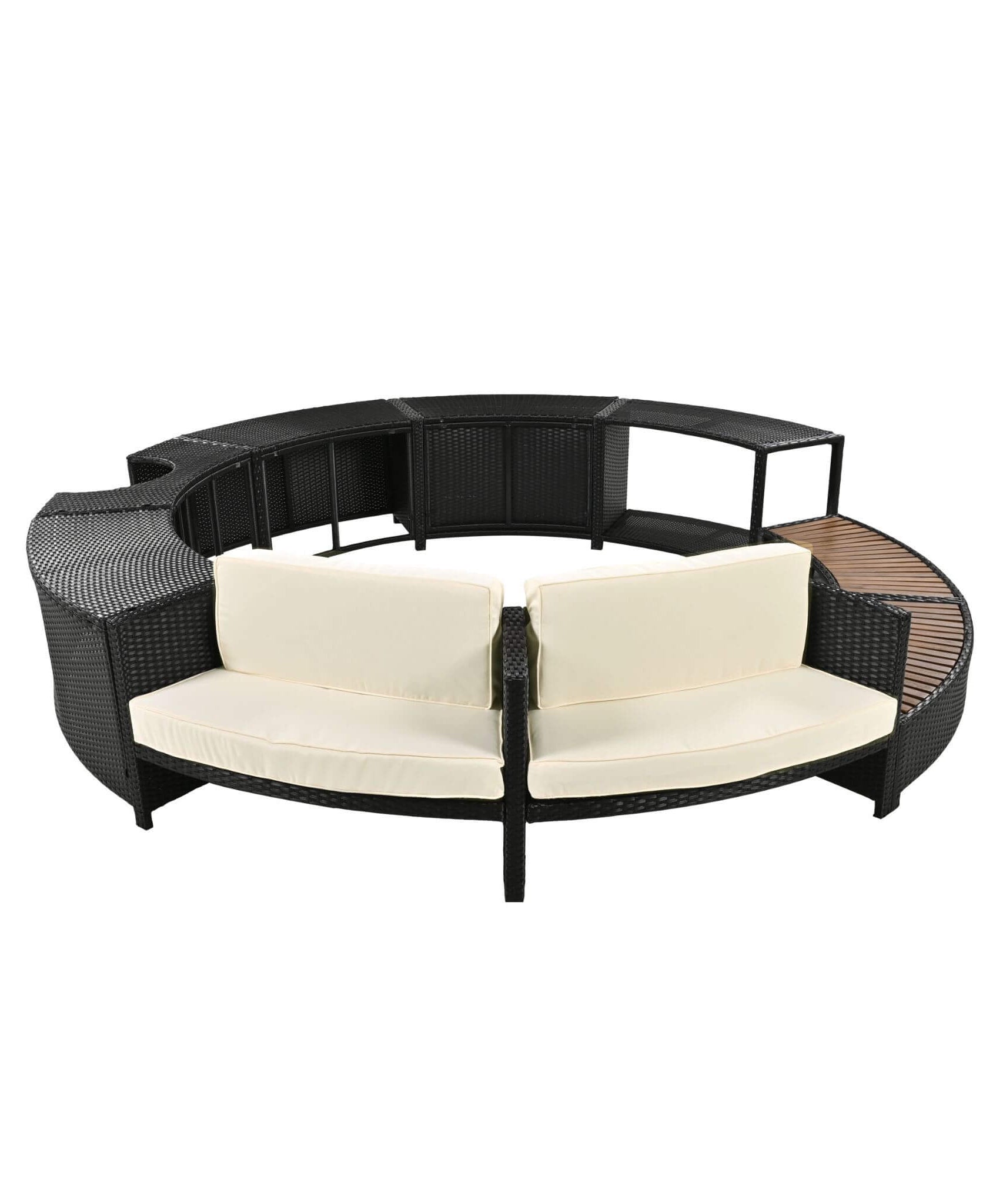 Alora Large Premium Surround Spa Patio Rattan Sofa Set With Storage Compartments And Cushions (SAK75629)