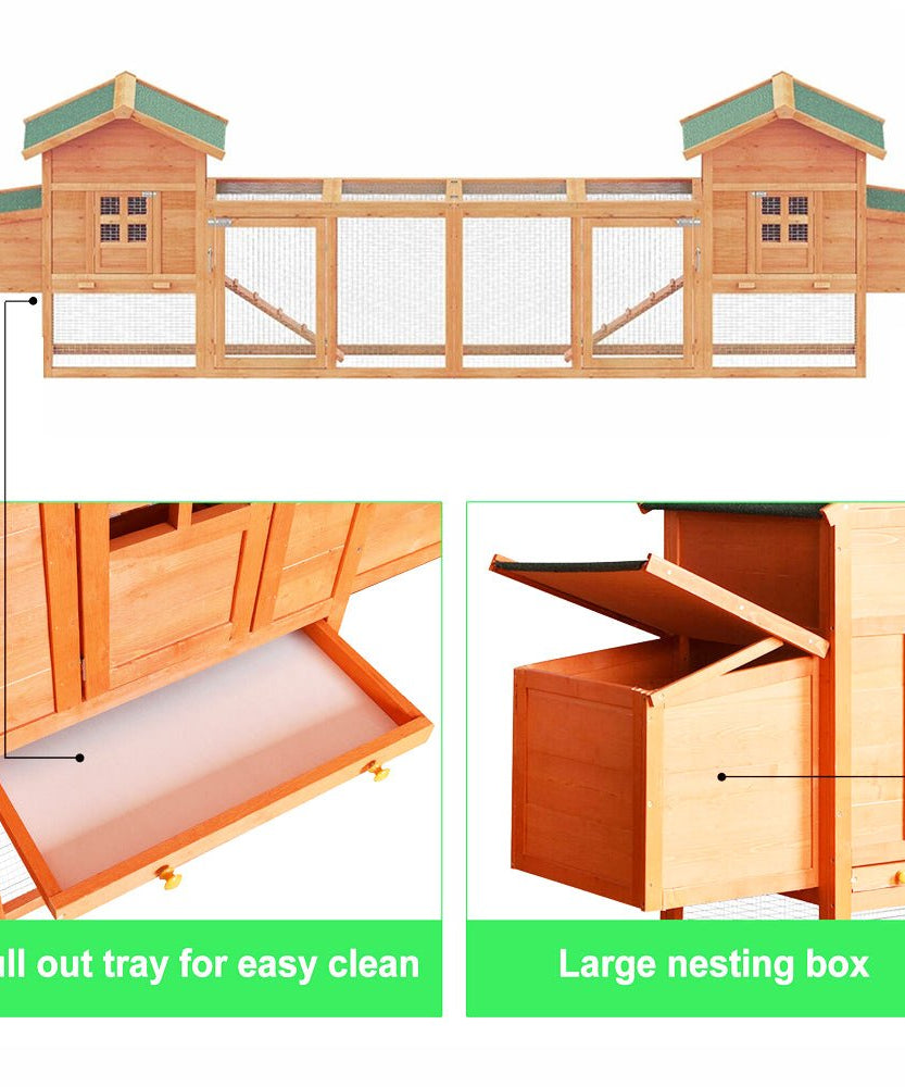 Large 160-Inch Wooden Backyard Hen Chicken Coop Enclosure W/ Nest Box & Run (SAK96451)