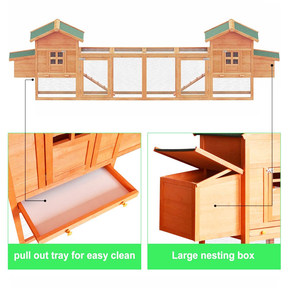 Large 160-Inch Wooden Backyard Hen Chicken Coop Enclosure W/ Nest Box & Run (SAK96451)