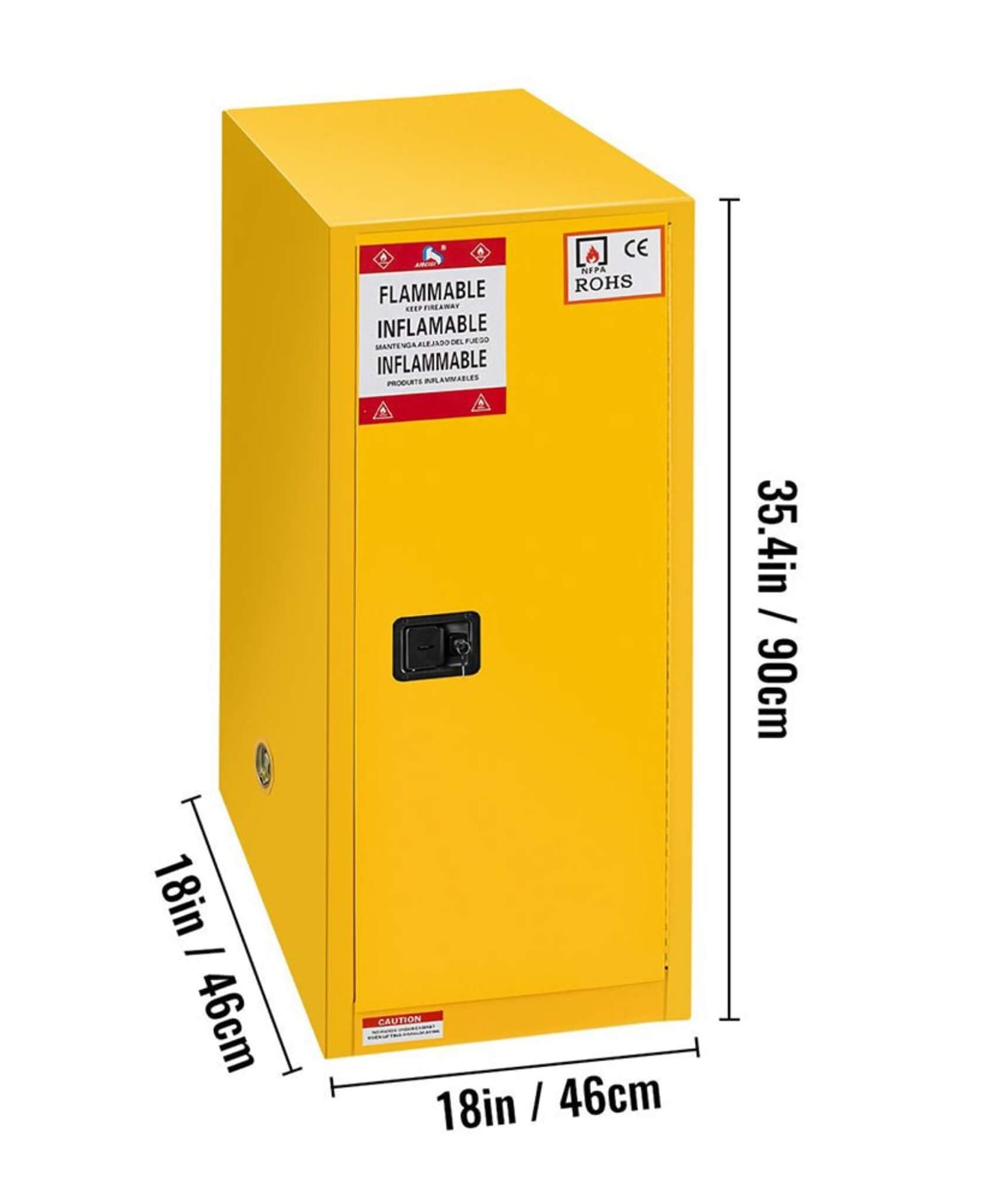 Großer gelber 35-Zoll-Hochleistungs-Brandschutzschrank für brennbare Stoffe (SAK52837)