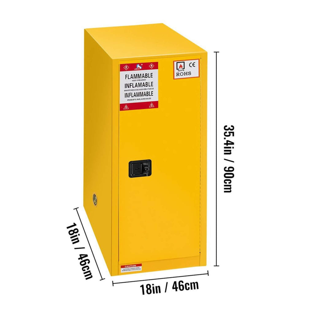 Large Yellow 35-Inch Heavy-Duty Flammable Welded Fireproof Storage Cabinet (SAK52837)