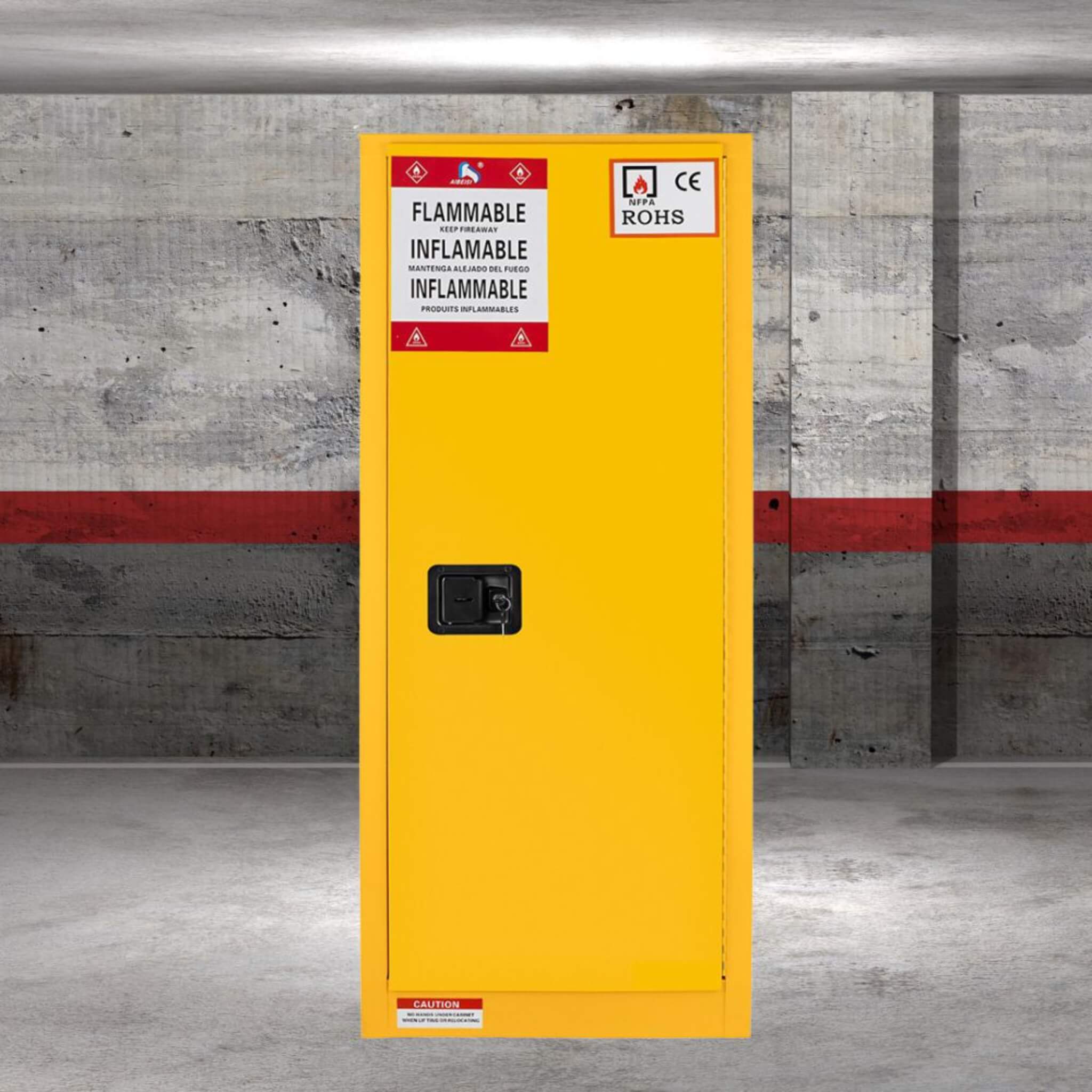 Large Yellow 35-Inch Heavy-Duty Flammable Welded Fireproof Storage Cabinet (SAK52837)