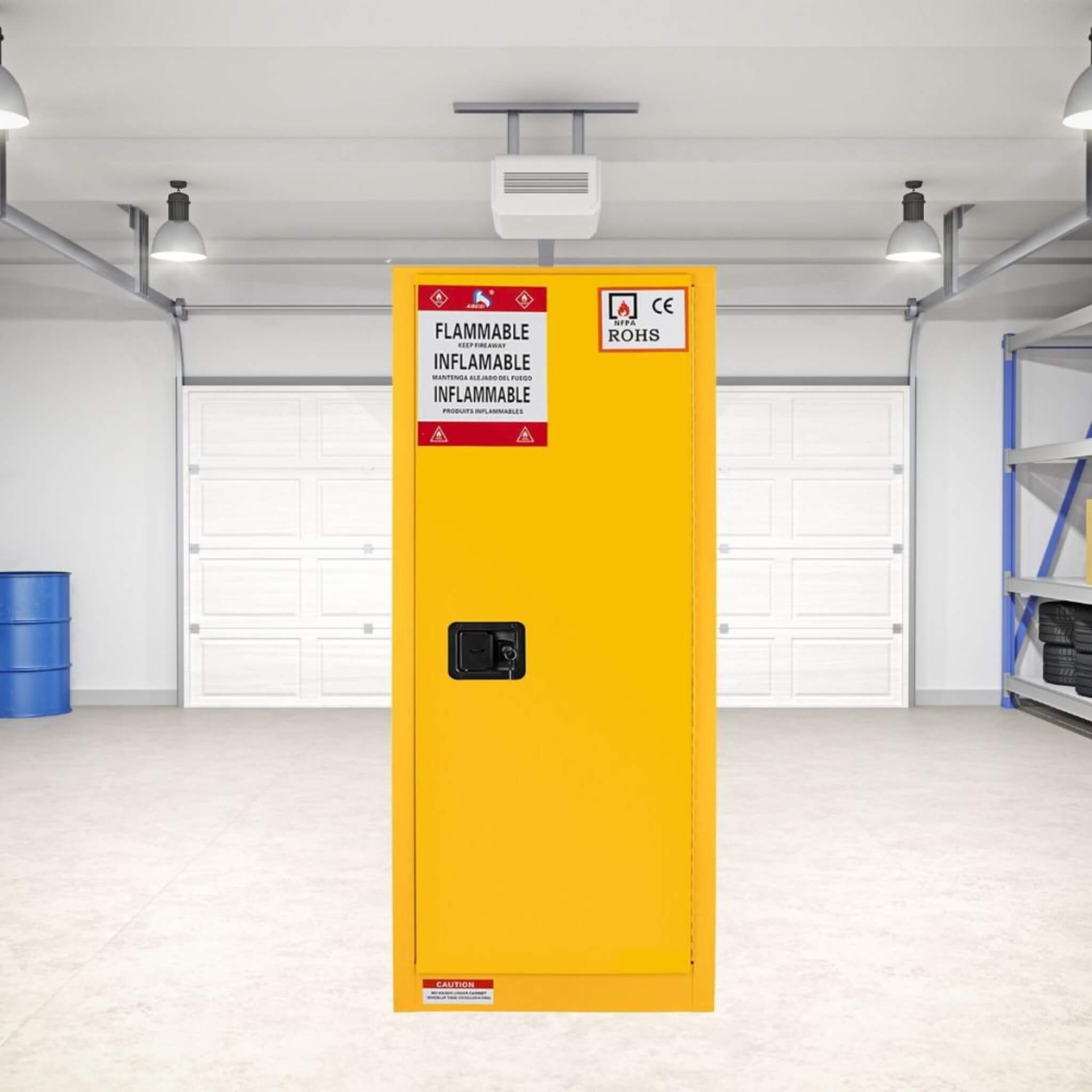 Großer gelber 35-Zoll-Hochleistungs-Brandschutzschrank für brennbare Stoffe (SAK52837)