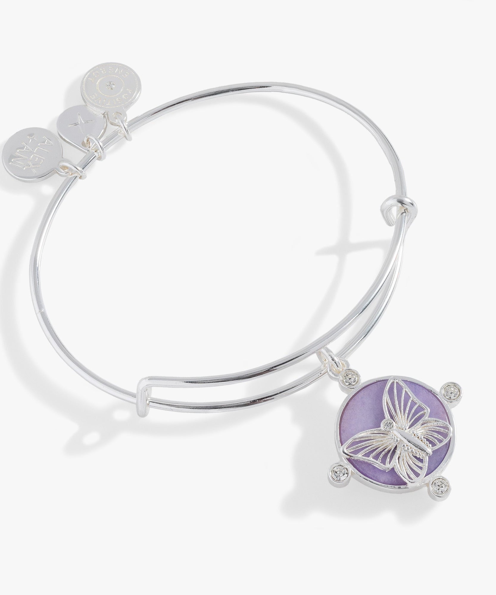 Lavender Butterfly Charm Bangle