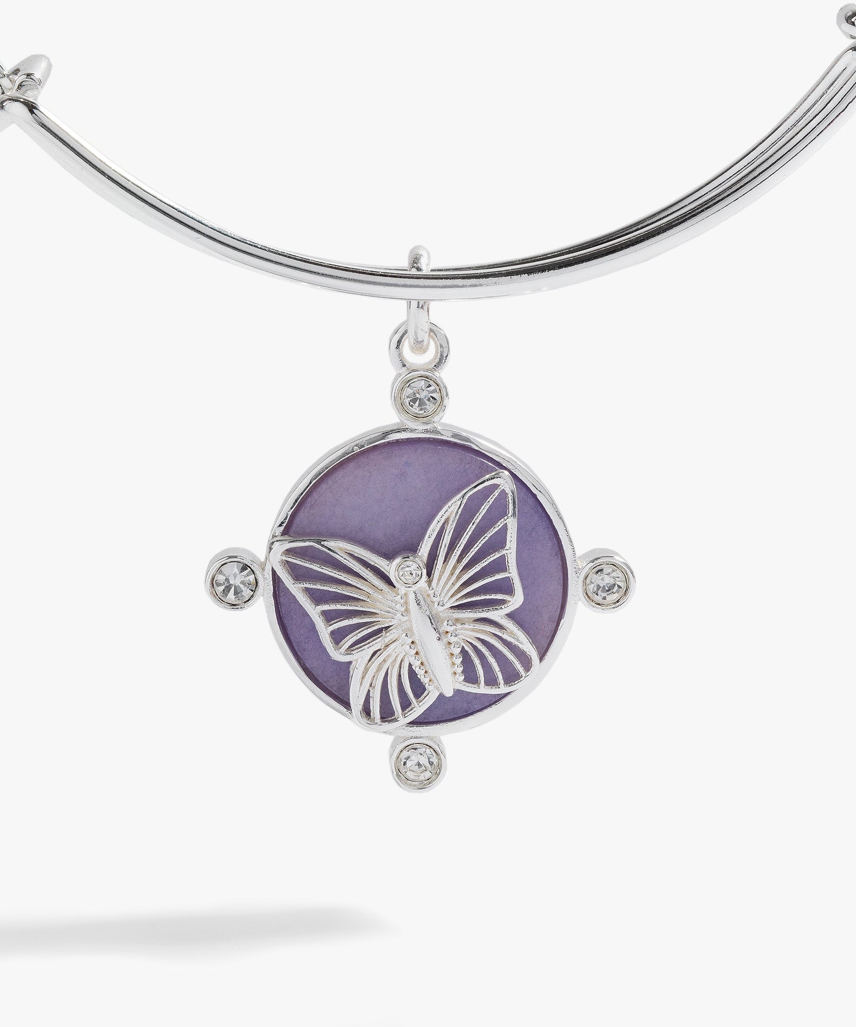 Lavender Butterfly Charm Bangle