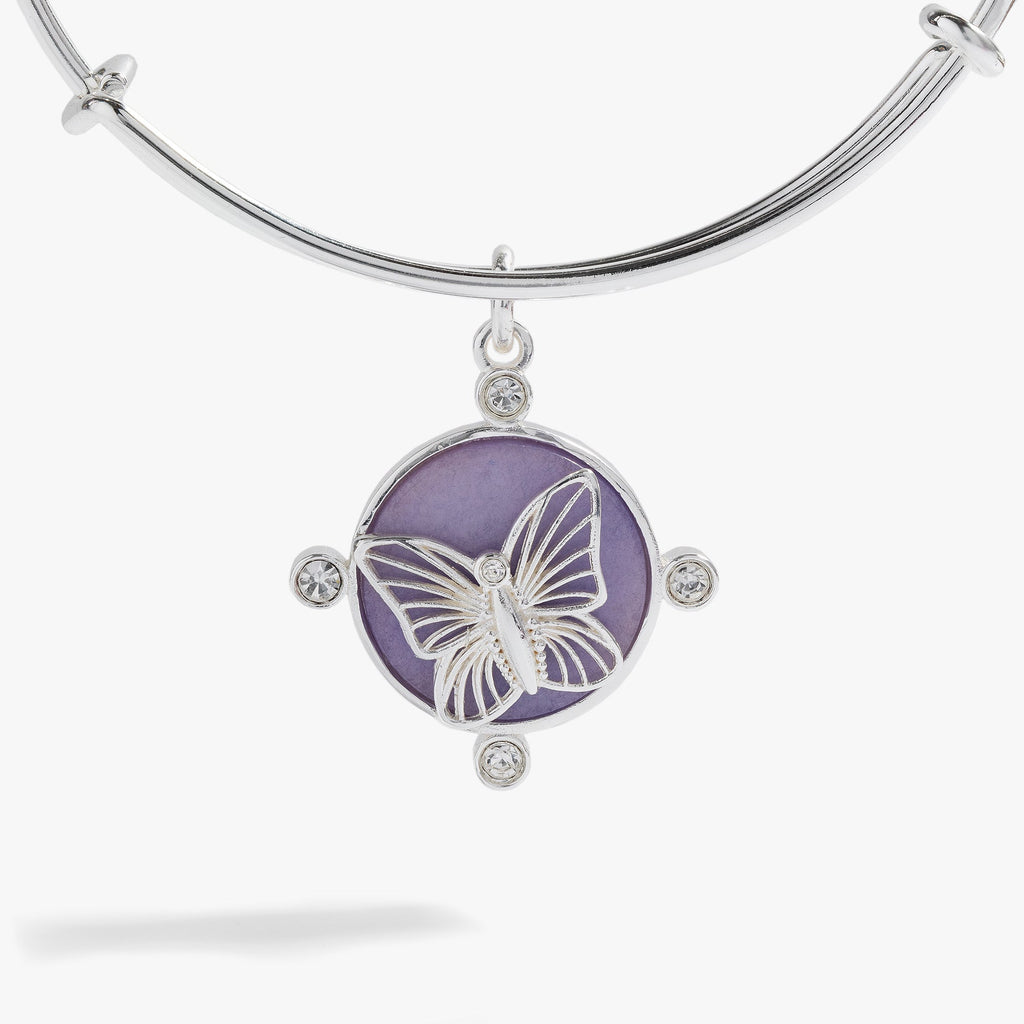 Lavender Butterfly Charm Bangle