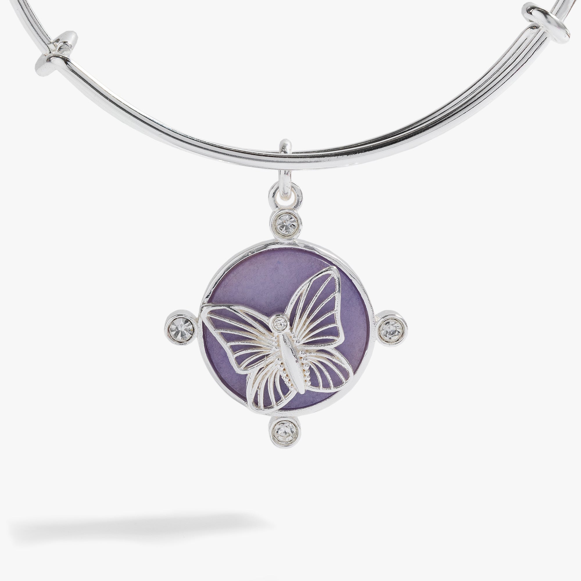 Lavender Butterfly Charm Bangle