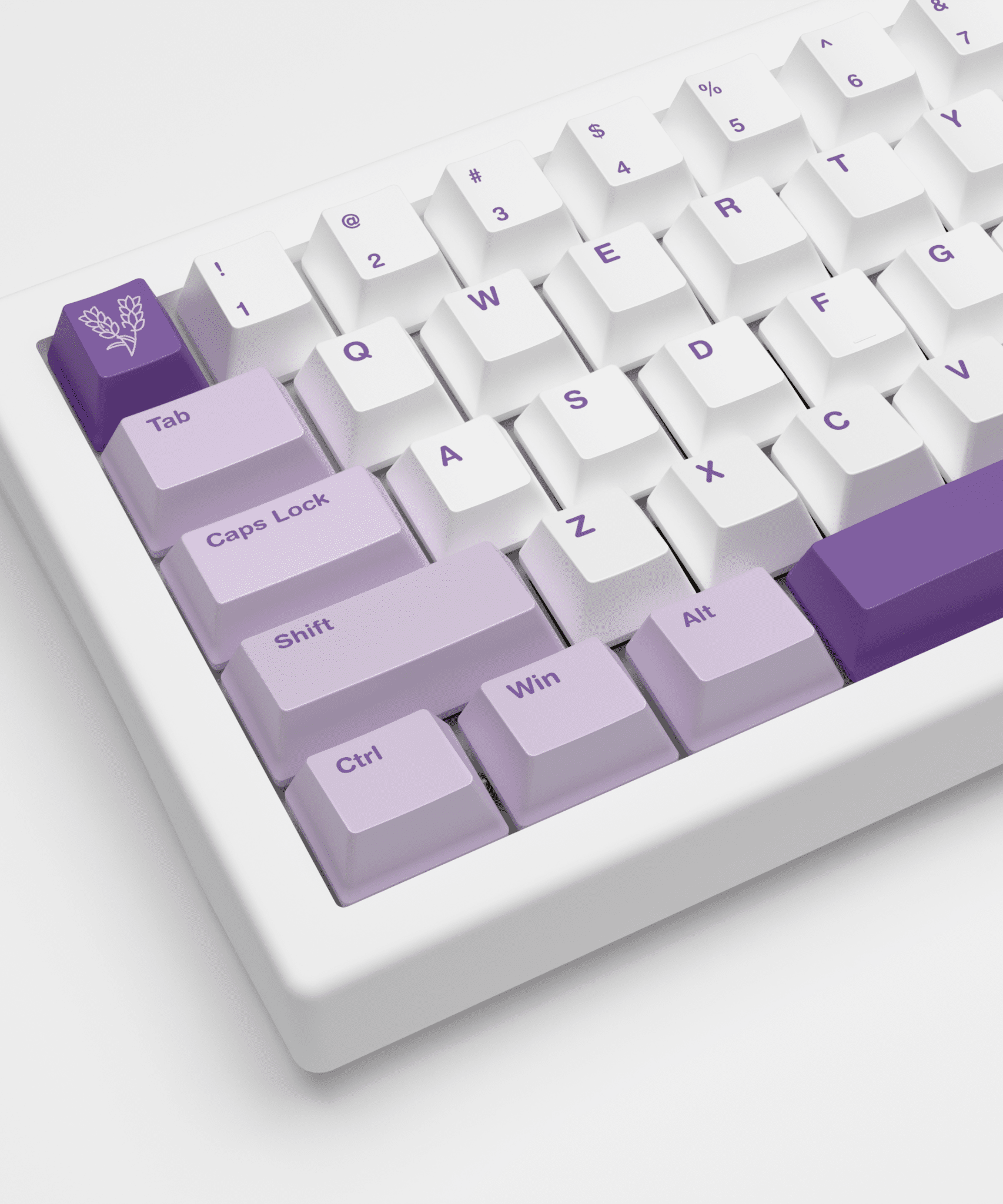 Lavender Design Keycaps and Mechanical Keyboard