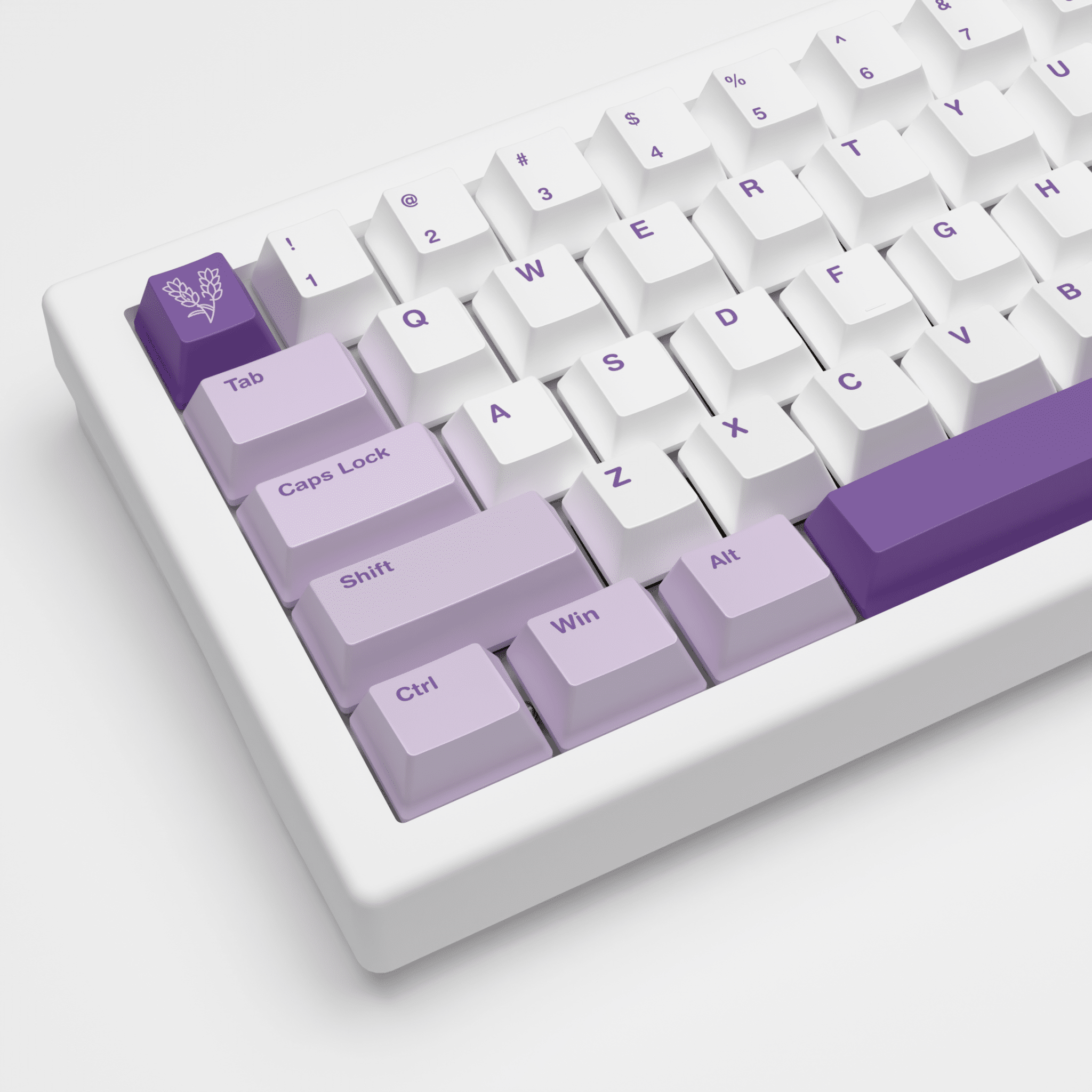 Lavender Design Keycaps and Mechanical Keyboard