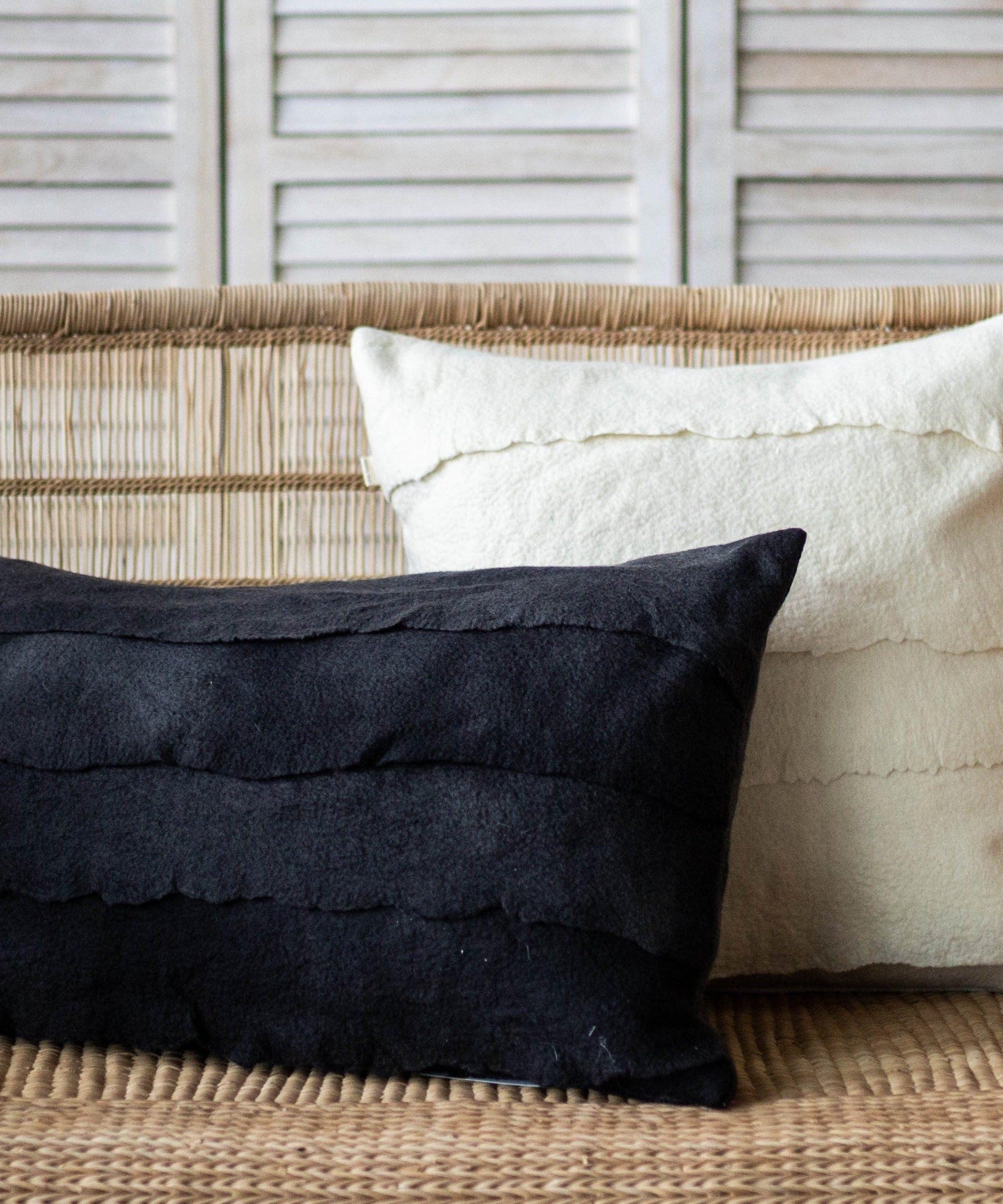 Layered Hand-Felted Merino Wool Throw Pillow