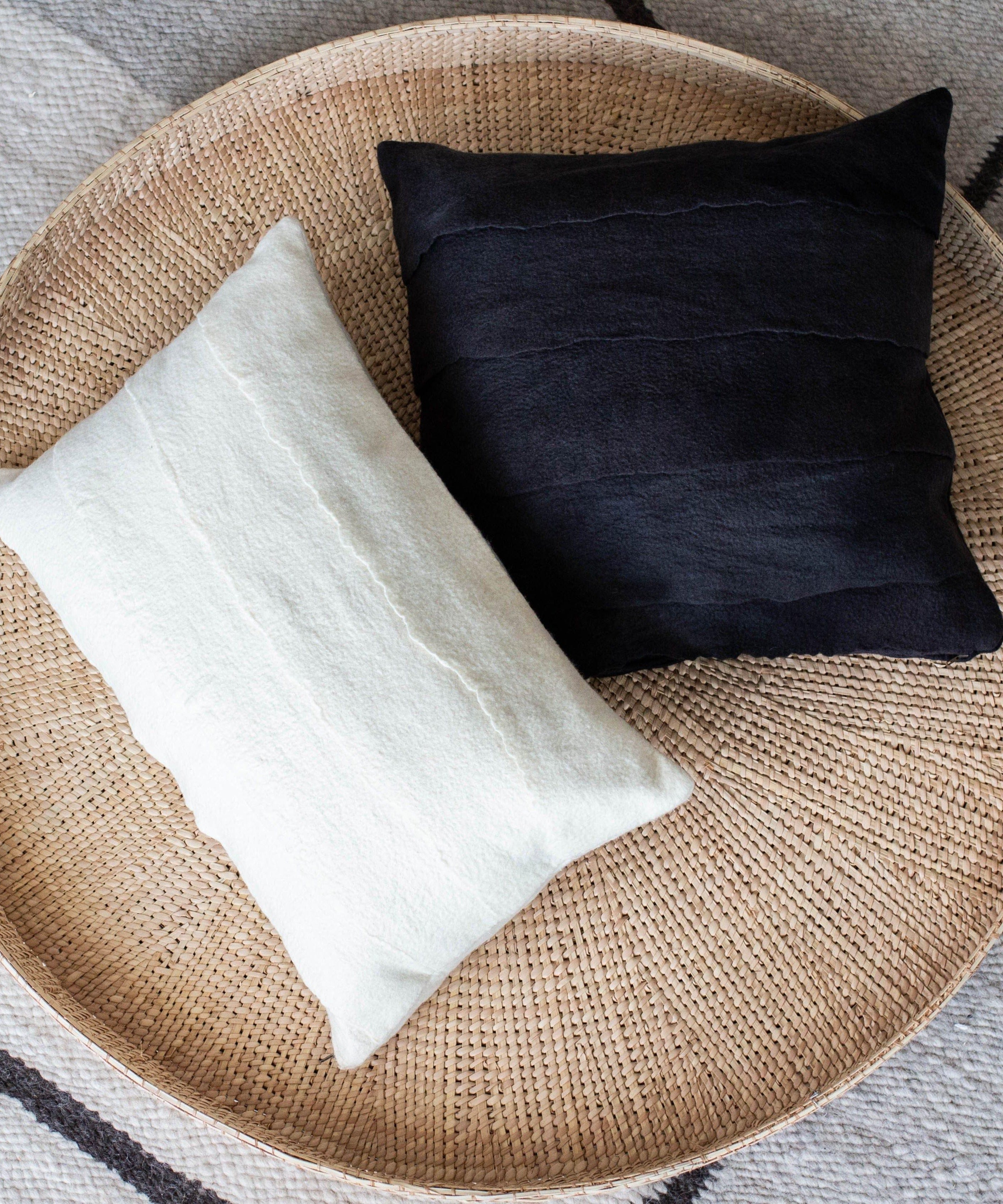 Layered Hand-Felted Merino Wool Throw Pillow