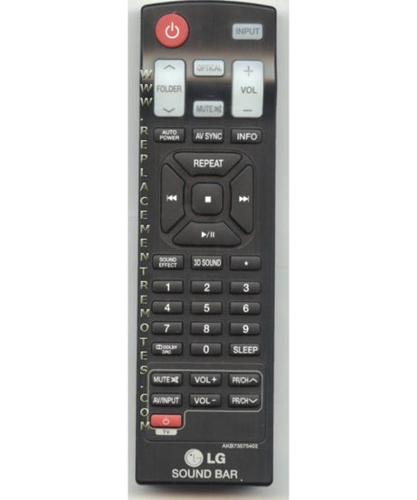 LG AKB73575402 Sound Bar Remote Control - AKB73575402