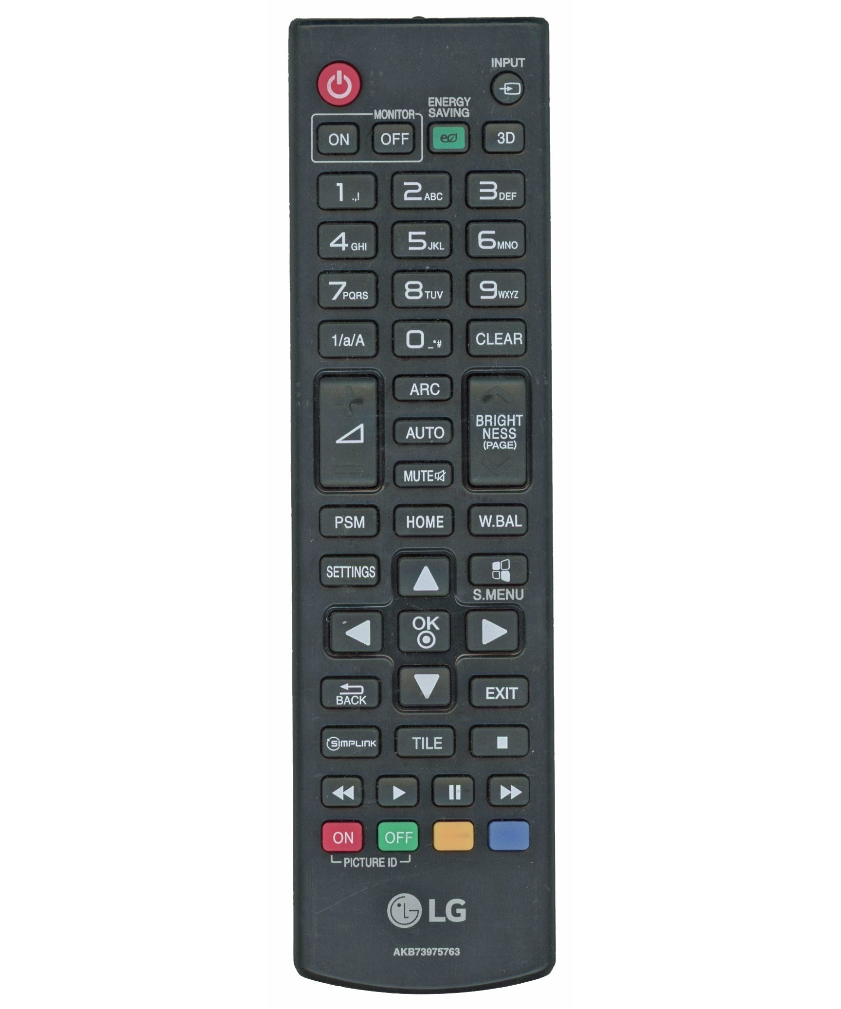 LG AKB73975763 Monitor Remote Control