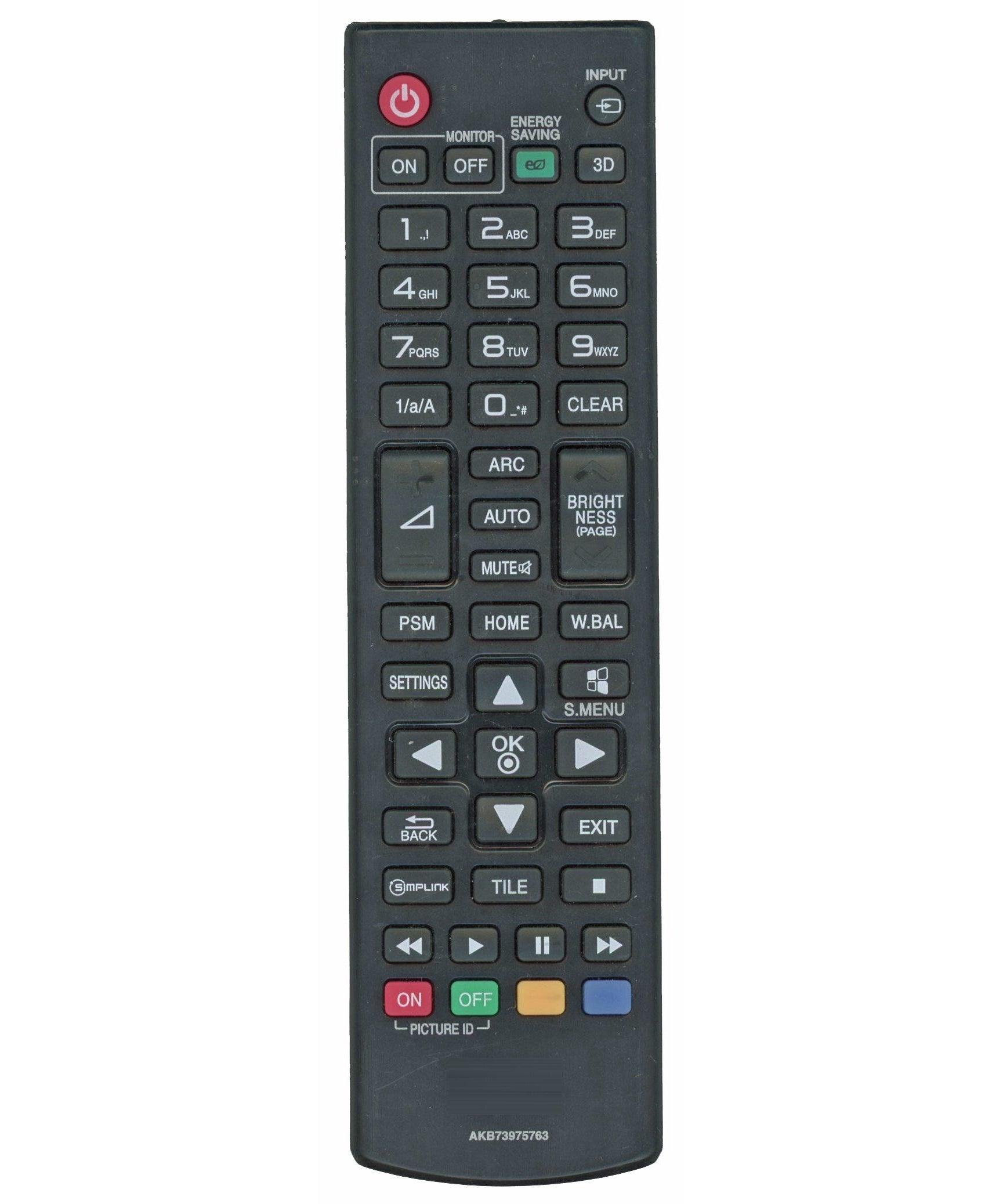 LG AKB73975763 Monitor Remote Control