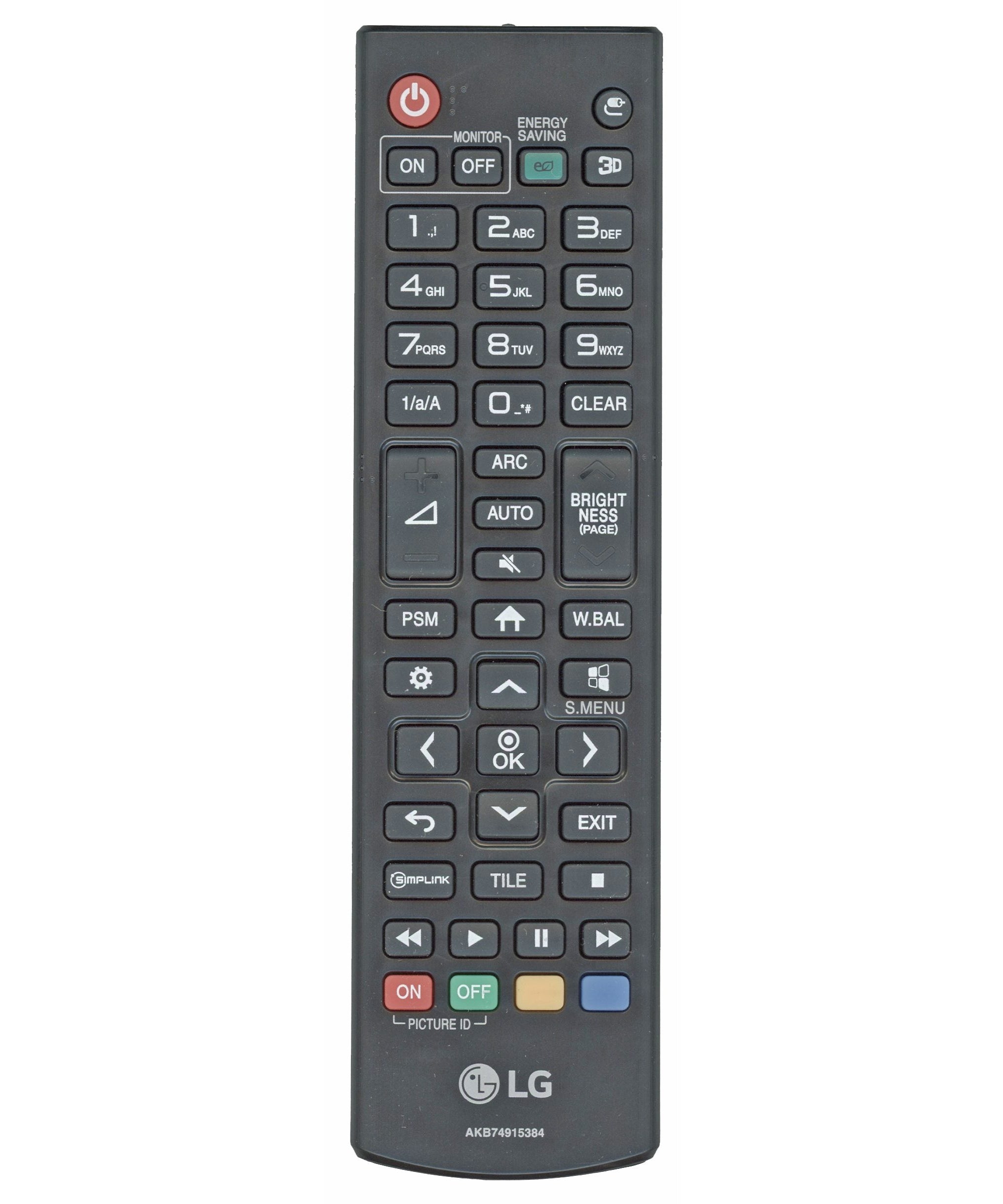 LG AKB74915384 Monitor Remote Control