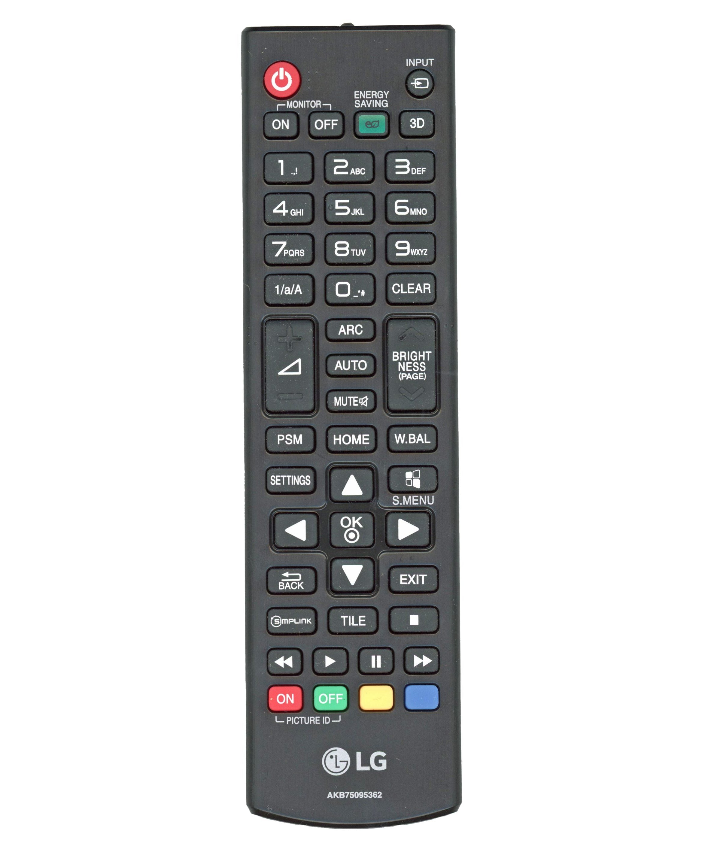 LG AKB75095362 Monitor Remote Control