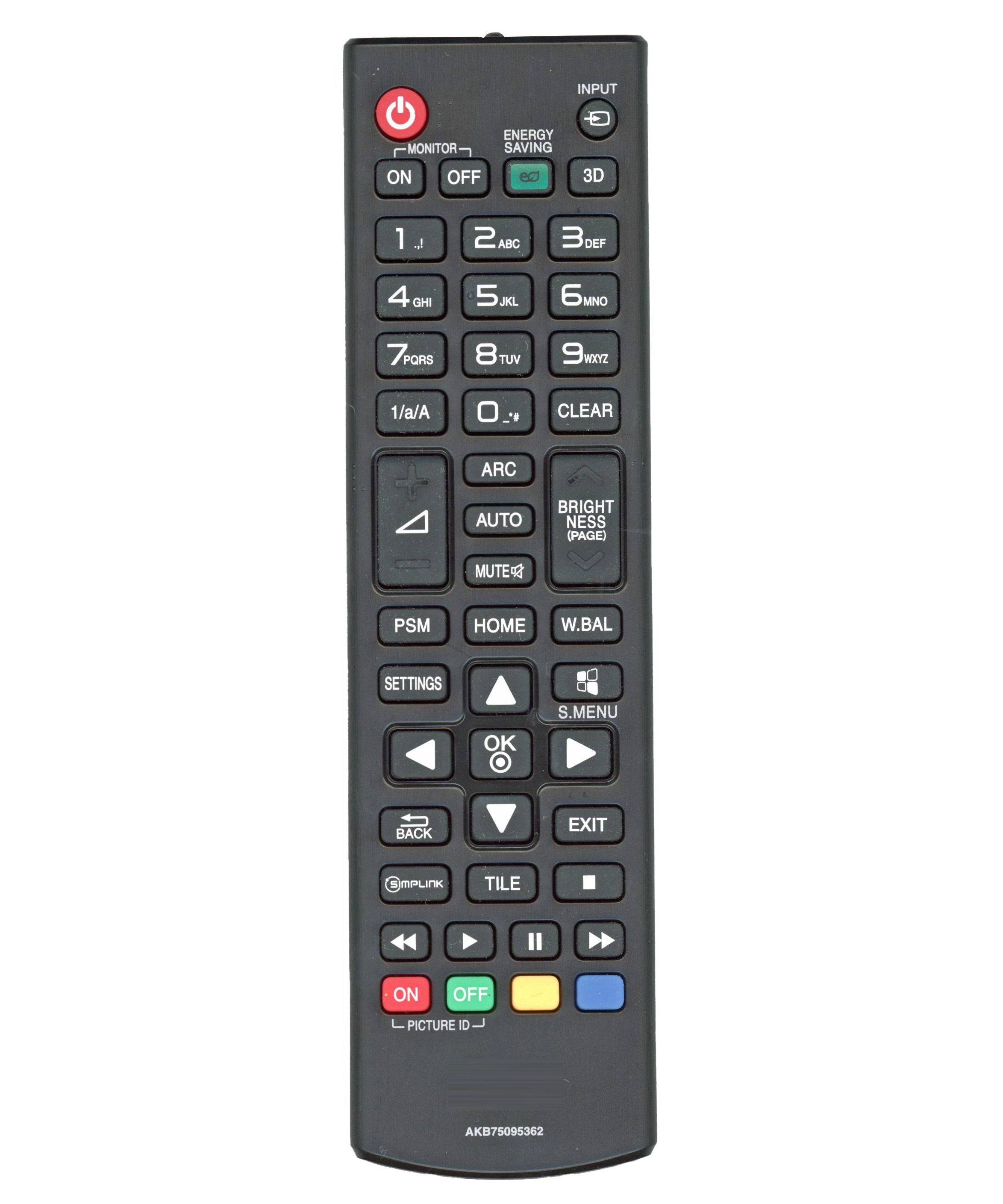 LG AKB75095362 Monitor Remote Control
