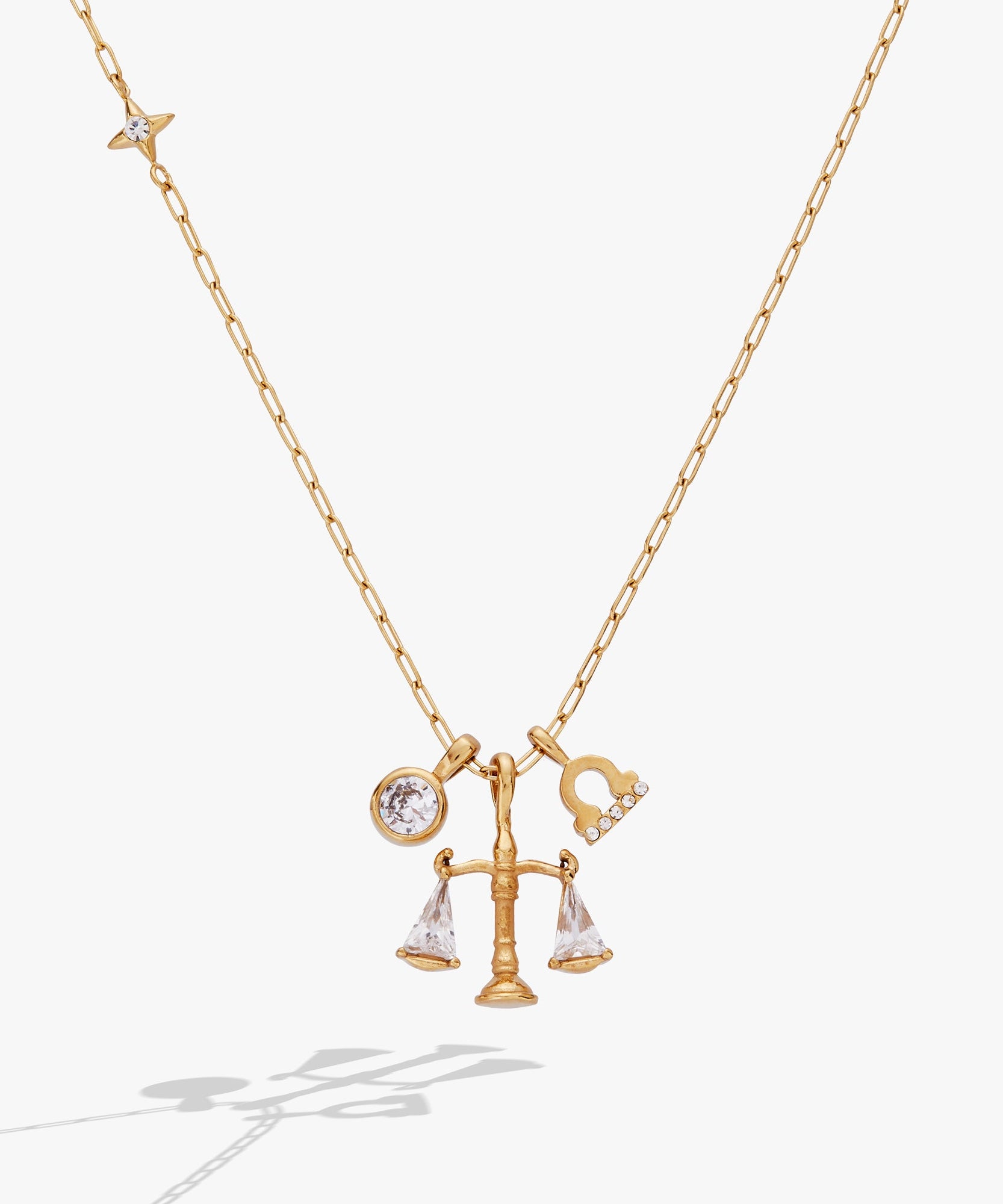 Libra Zodiac Charm Cluster Necklace