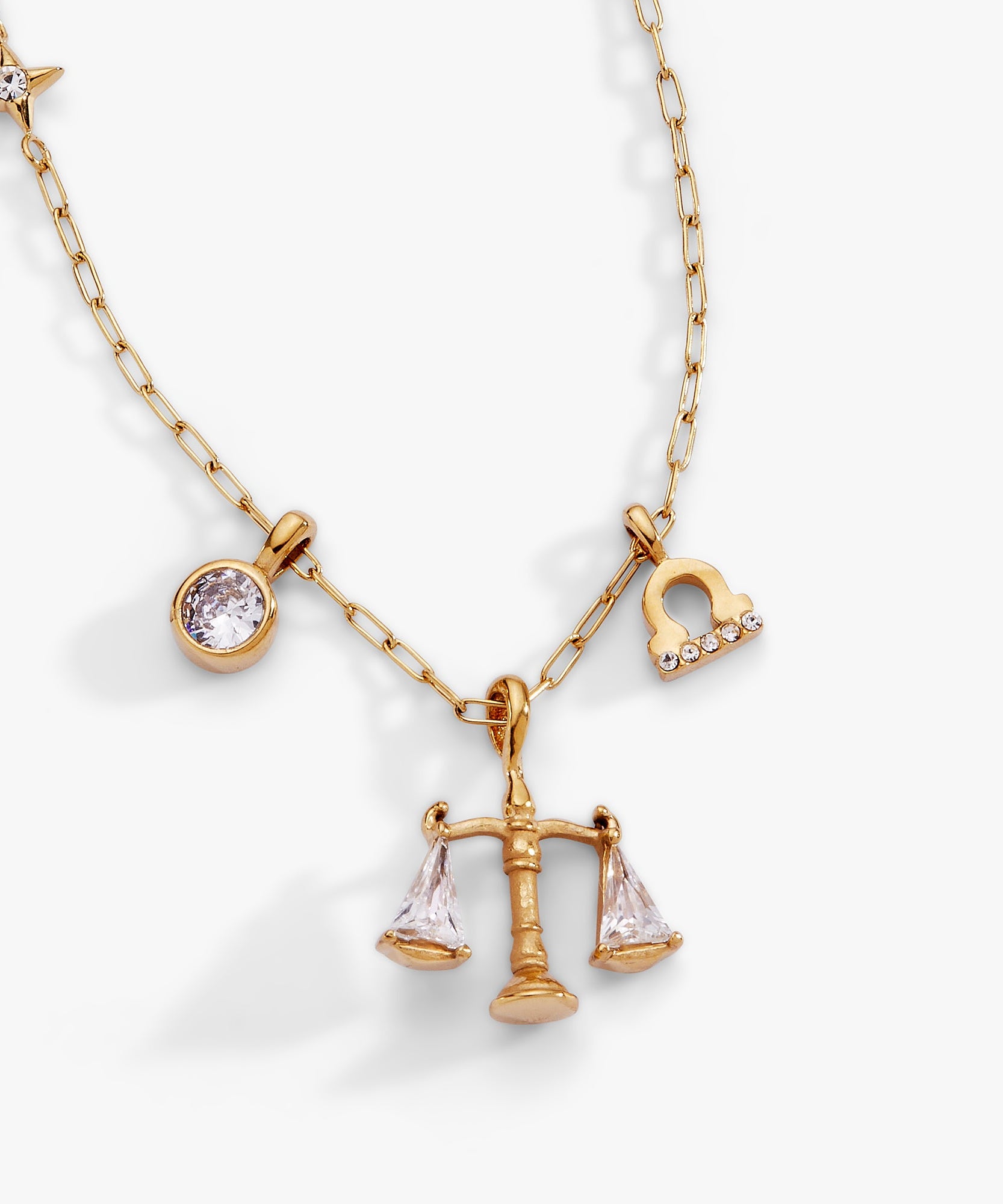Libra Zodiac Charm Cluster Necklace