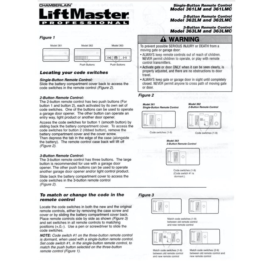 Substitute for LiftMaster 361LM / 361LMC 1-Button Visor 315 Mhz Garage Door Opener Remote Control [375UT-2button]