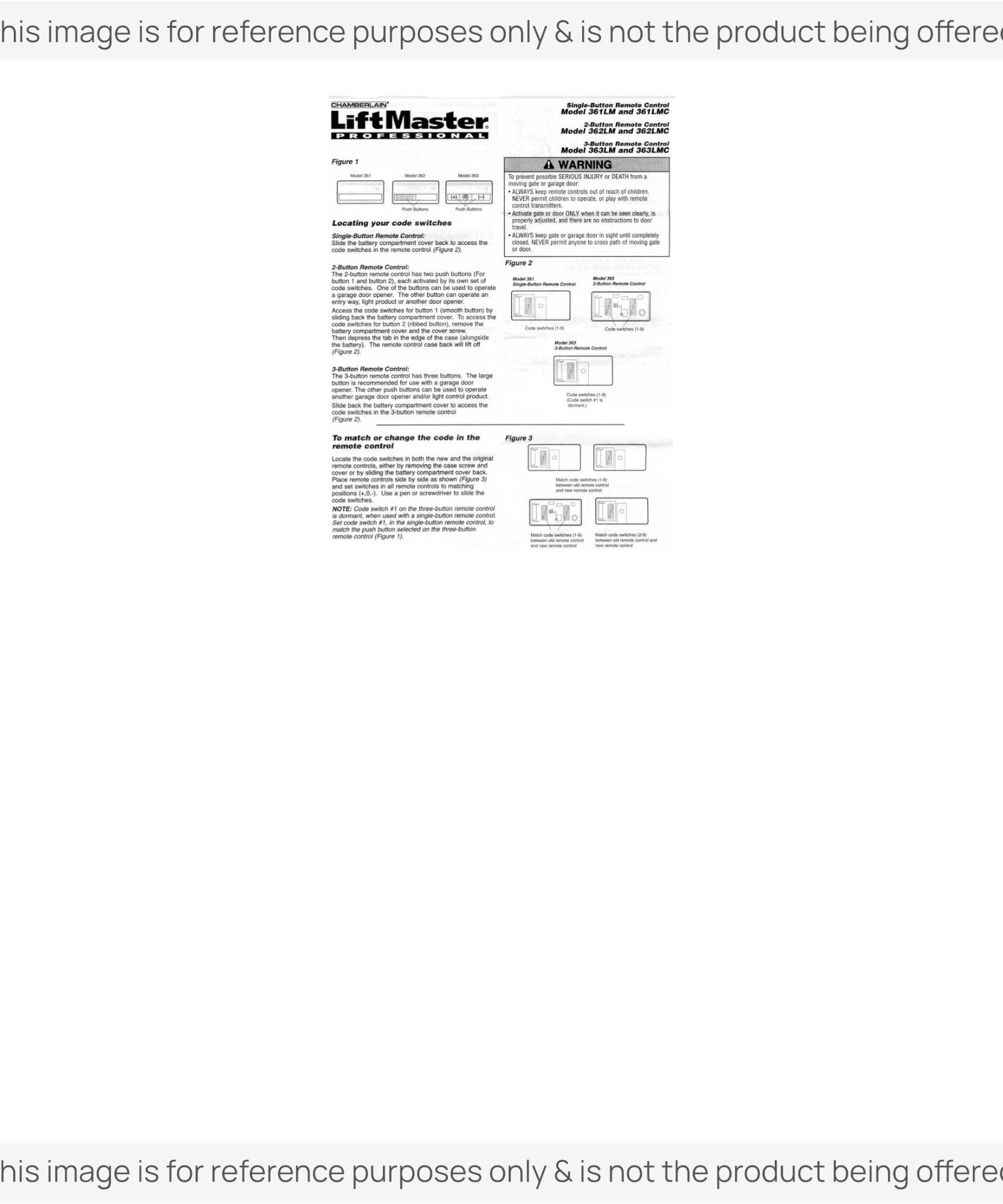 Substitute for LiftMaster 362LM / 362LMC 2-Button Visor 315MHz 9-dip switch Garage Door Opener Remote Control [375UT-3button]