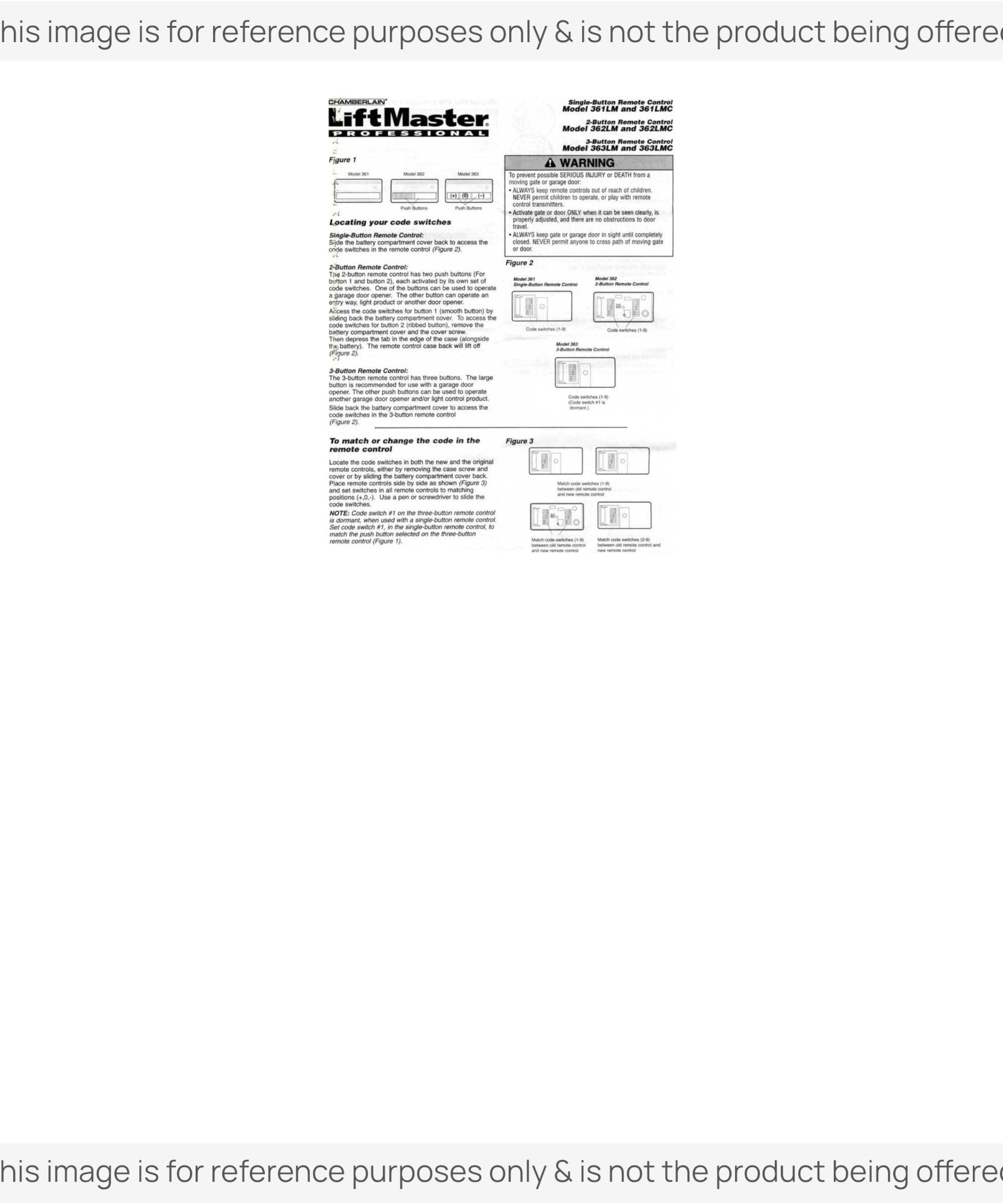 Substitute for LiftMaster 363LM / 363LMC 3-Button Visor 315 MHz 9-dip switch Garage Door Opener Remote Control [375UT-3button]