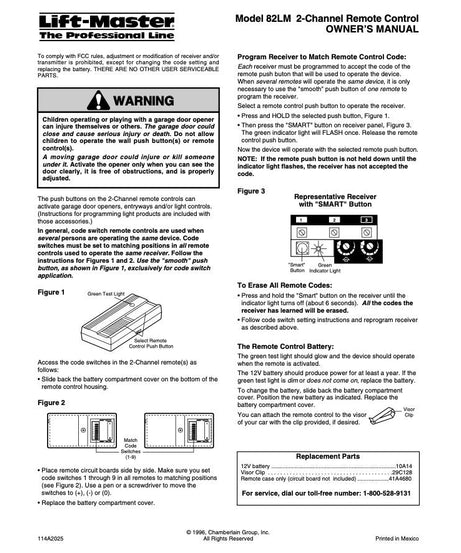 Substitute for LiftMaster 82LM 2-Button Visor 390 MHz Garage Door Opener Remote Control [893LM]