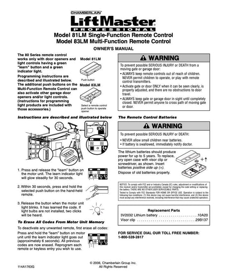 Substitute for LiftMaster 83LM 3-Button Vizor 390 MHz Garage Door Opener Remote Control [893LM]