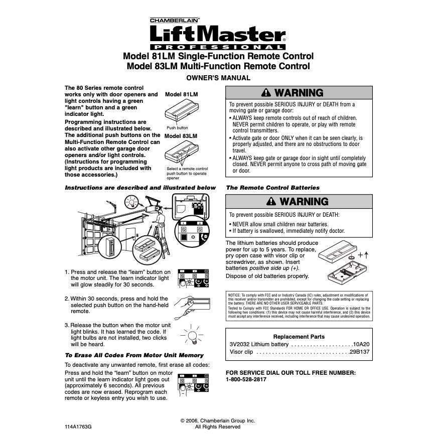 Substitute for LiftMaster 83LM 3-Button Vizor 390 MHz Garage Door Opener Remote Control [893LM]