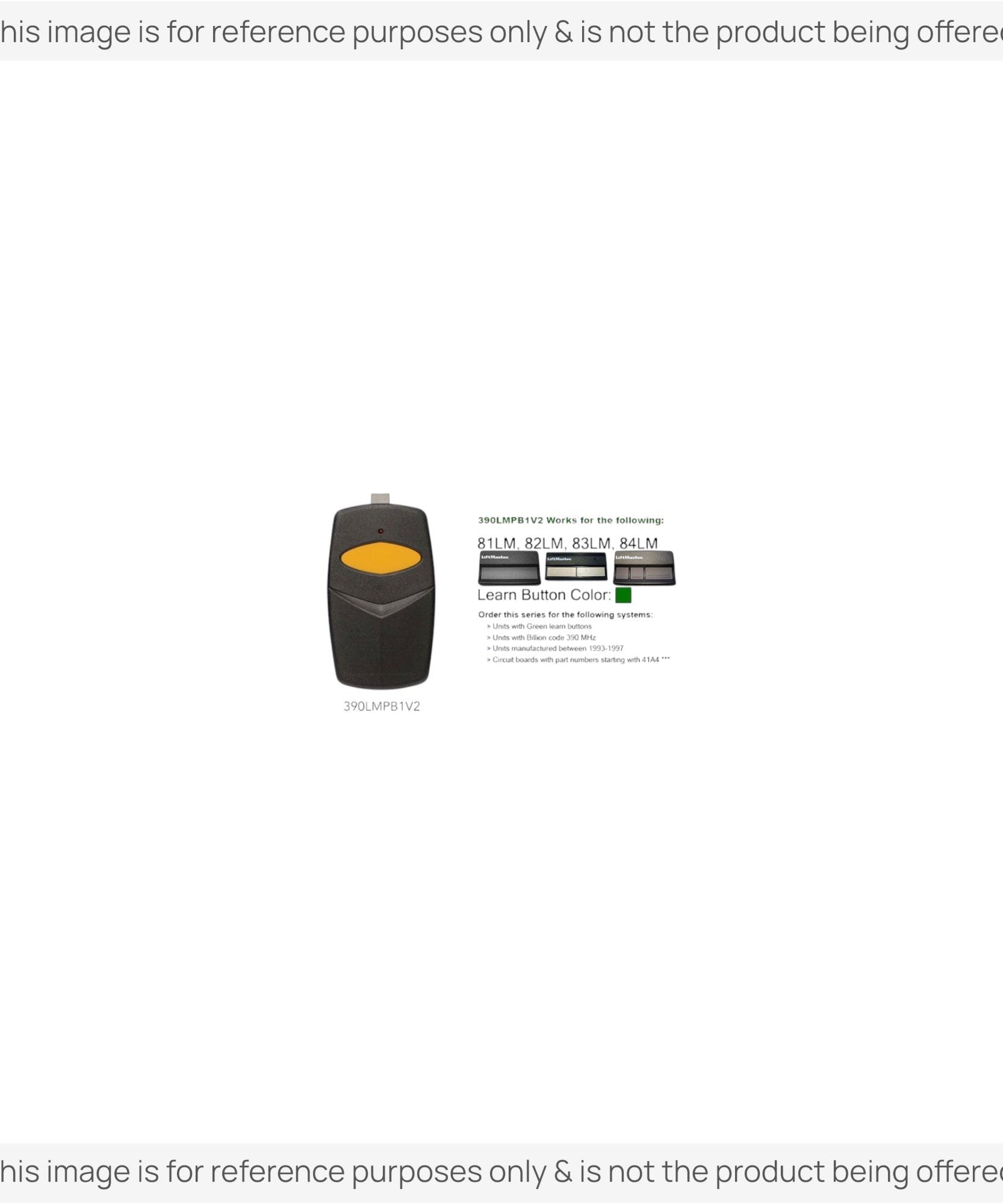 Substitute for LiftMaster Stinger 390LMPB1V is an 81LM for liftmaster Garage Door Opener Remote Control [375UT-2button]