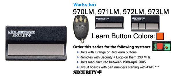 Substitute for LiftMaster 971LM / 91LM 1-Button vizor 390MHz Garage Door Opener Remote Control [971LM]