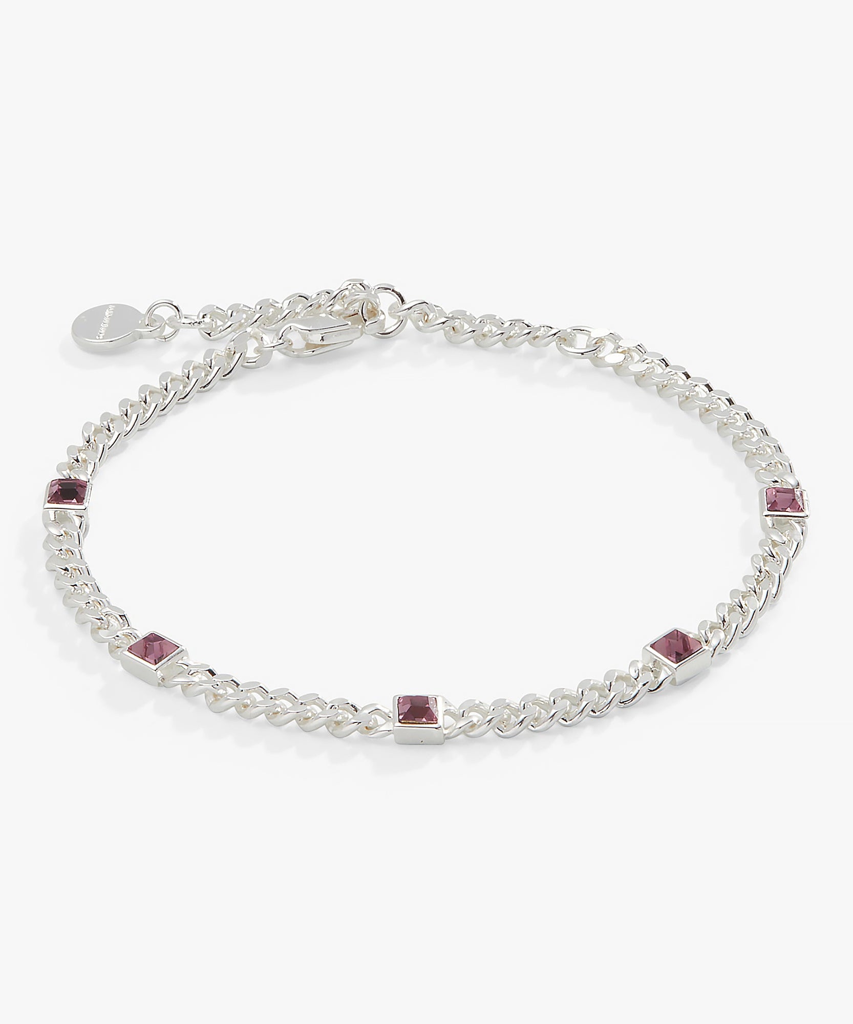 June Birthstone Light Amethyst Curb Chain Bracelet