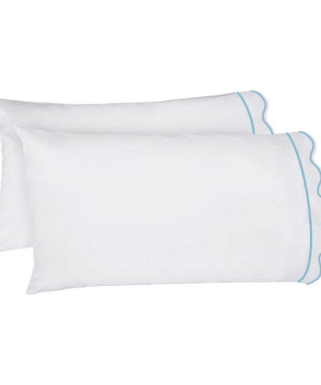 400TC Cotton Scallop Embroidery & Border Sateen Solid Sheet Set