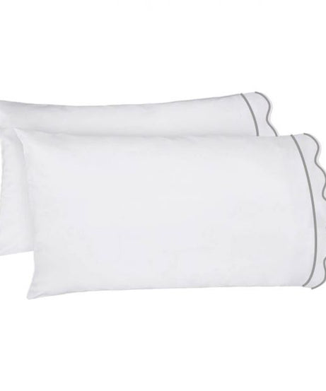 400TC Cotton Scallop Embroidery & Border Sateen Solid Sheet Set
