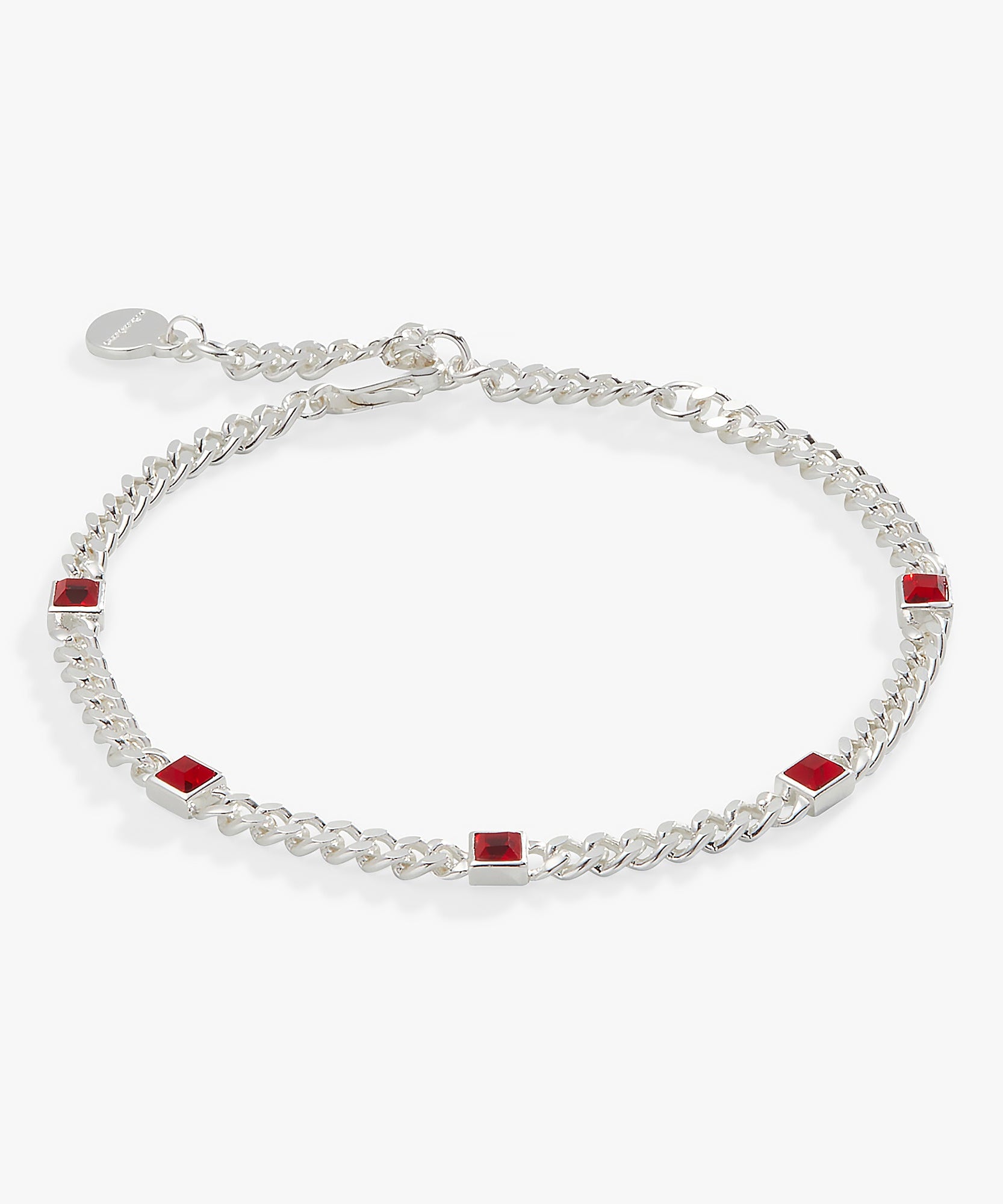 July Birthstone Ruby Curb Chain Bracelet