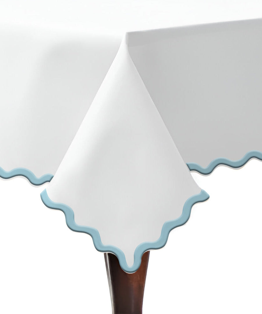 Applique Scalloped Embroidery Cotton Table Cloth