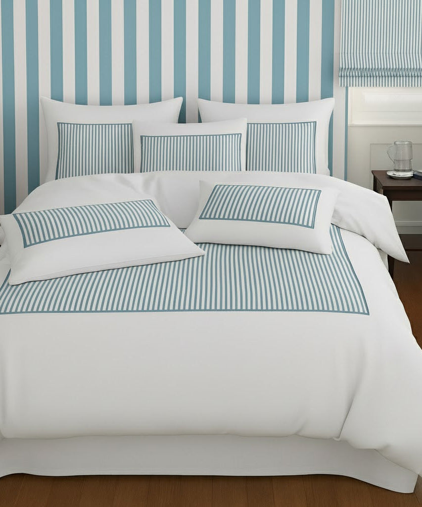 Classic Applique Ticking Stripe Cotton Duvet Cover Set