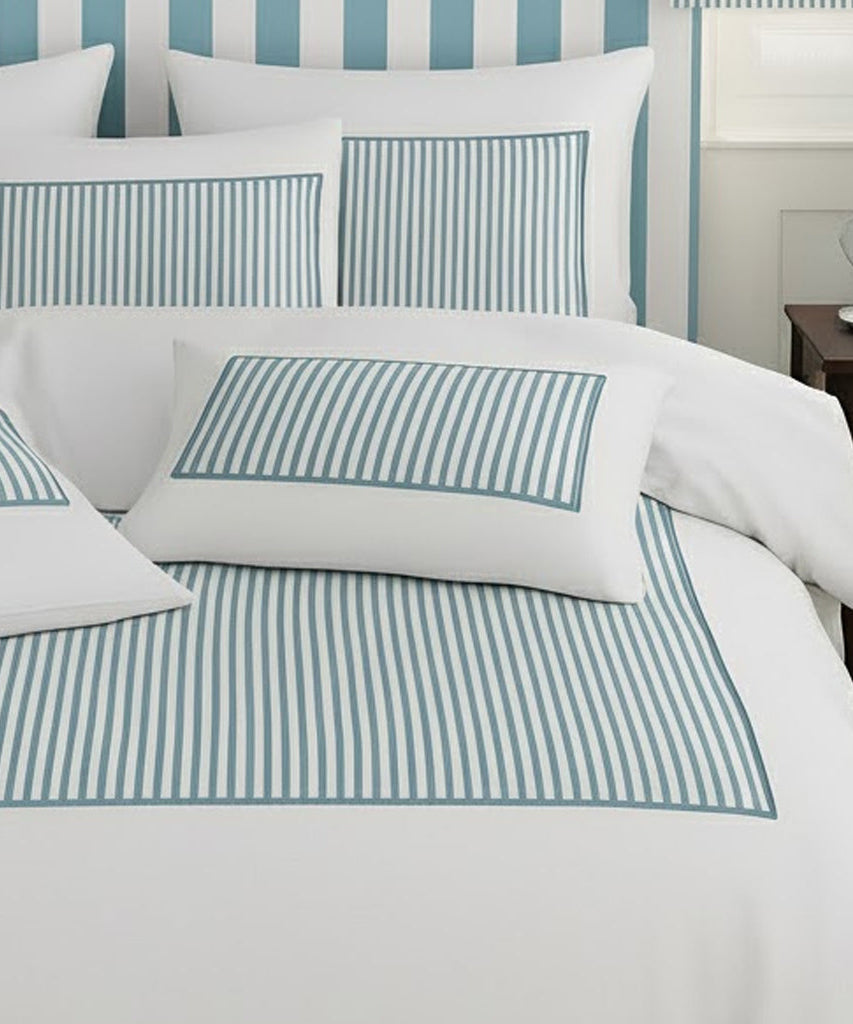 Classic Applique Ticking Stripe Cotton Duvet Cover Set