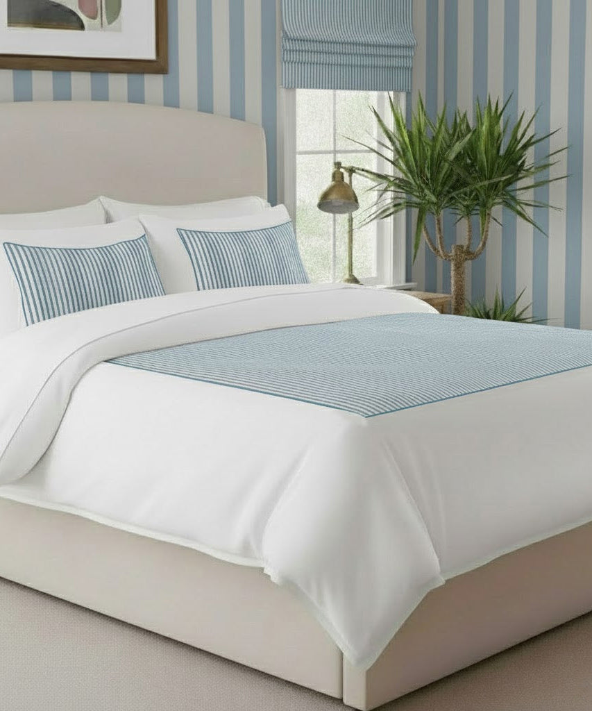 Classic Applique Ticking Stripe Cotton Duvet Cover Set