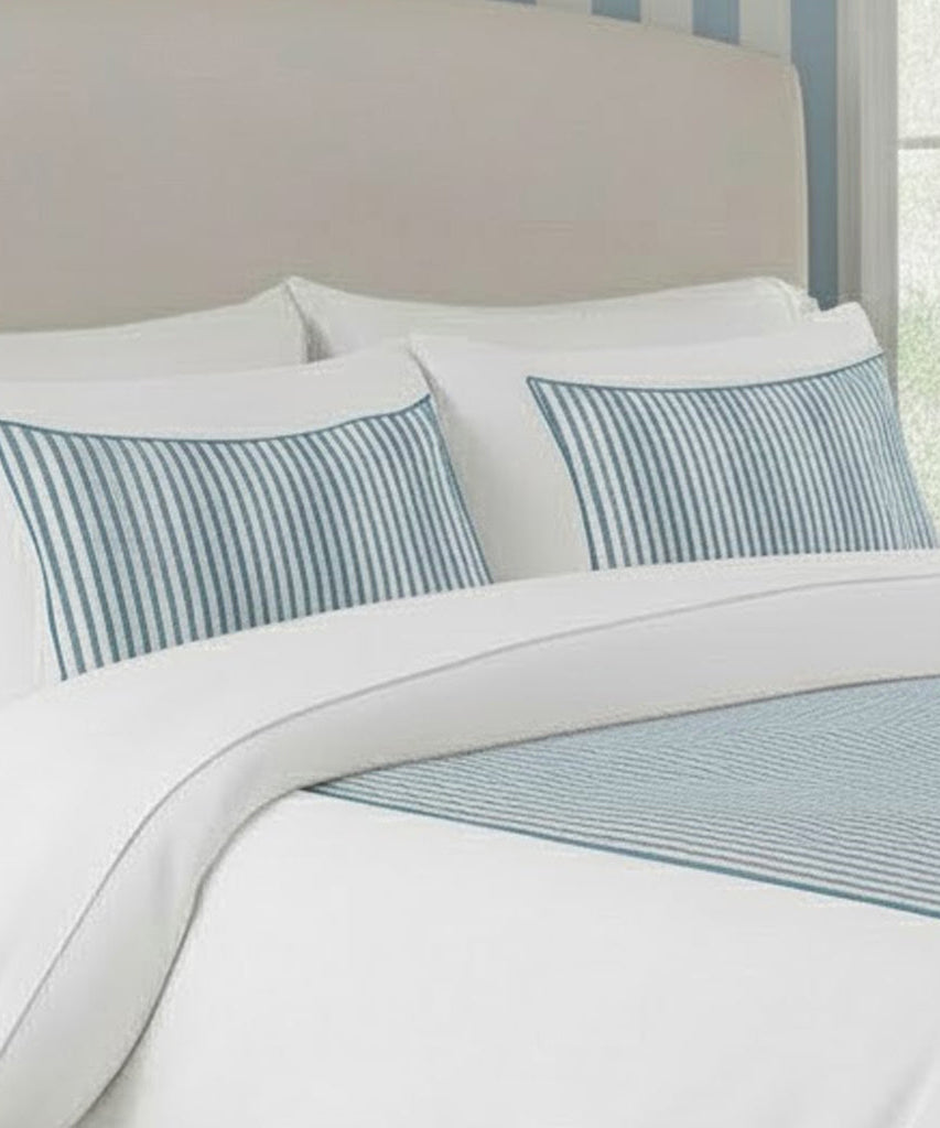 Classic Applique Ticking Stripe Cotton Duvet Cover Set