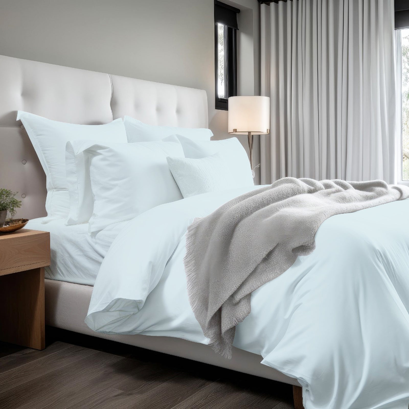 400TC Cotton Sateen Solid Duvet Cover Set