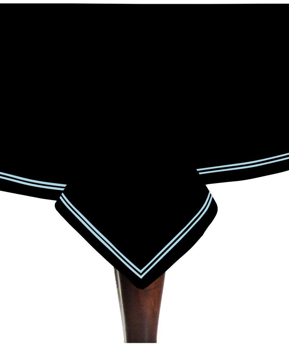 Double Embroidery Border Sateen Cotton Solid Table Cloth - Black