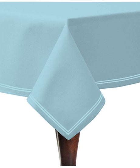 Double Embroidery Border Sateen Cotton Solid Table Cloth - Light Blue