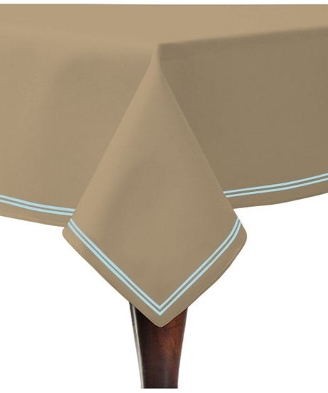 Double Embroidery Border Sateen Cotton Solid Table Cloth - Taupe