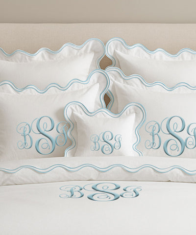 Monogram Cotton Luxurious Double Scallop Duvet Cover