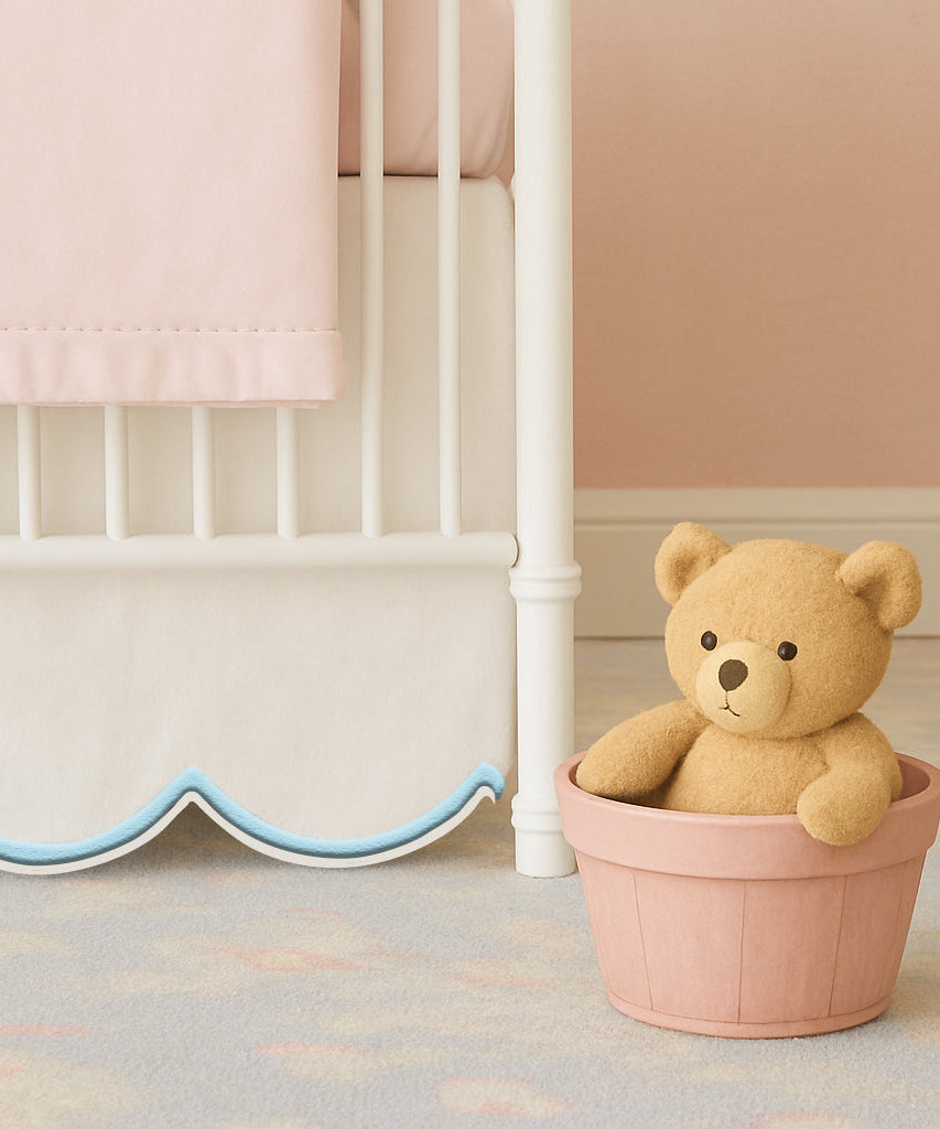 Scallop Embroidery Cotton Crib Skirt
