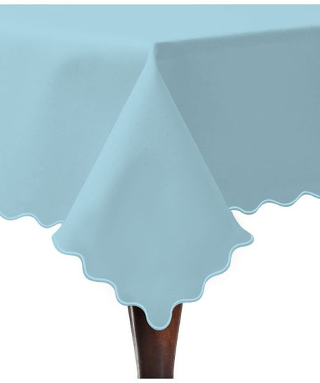 Scallop Embroidery Sateen Cotton Solid Table Cloth - Light Blue