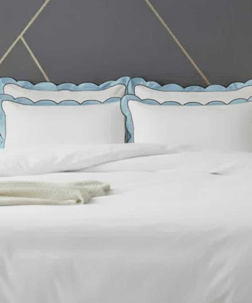 Scalloped & Wavy Applique Embroidery Cotton Duvet Cover Set