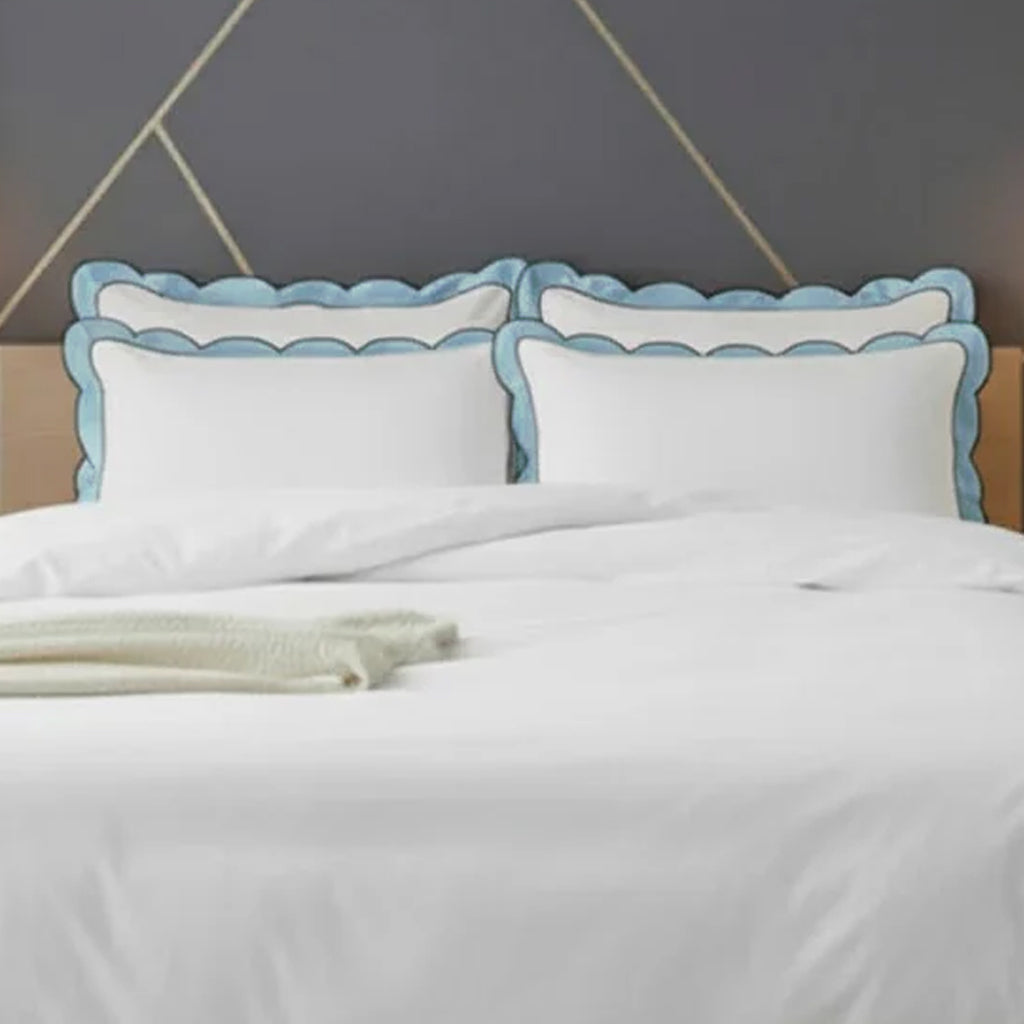 Scalloped & Wavy Applique Embroidery Cotton Duvet Cover Set