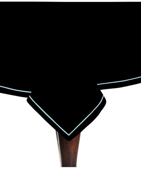 Single Embroidery Border Sateen Cotton Solid Table Cloth - Black